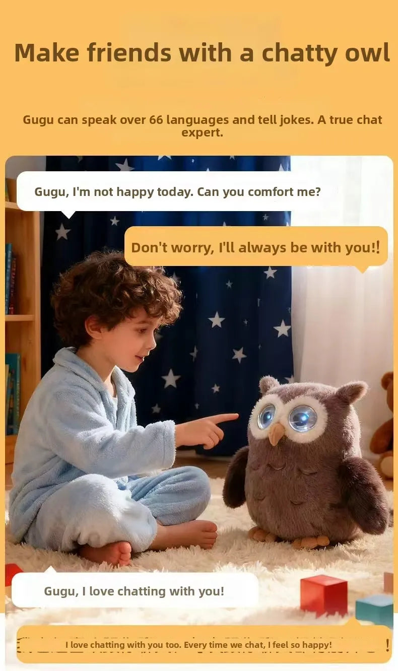 Cute AI Owl Robot Plush Toy