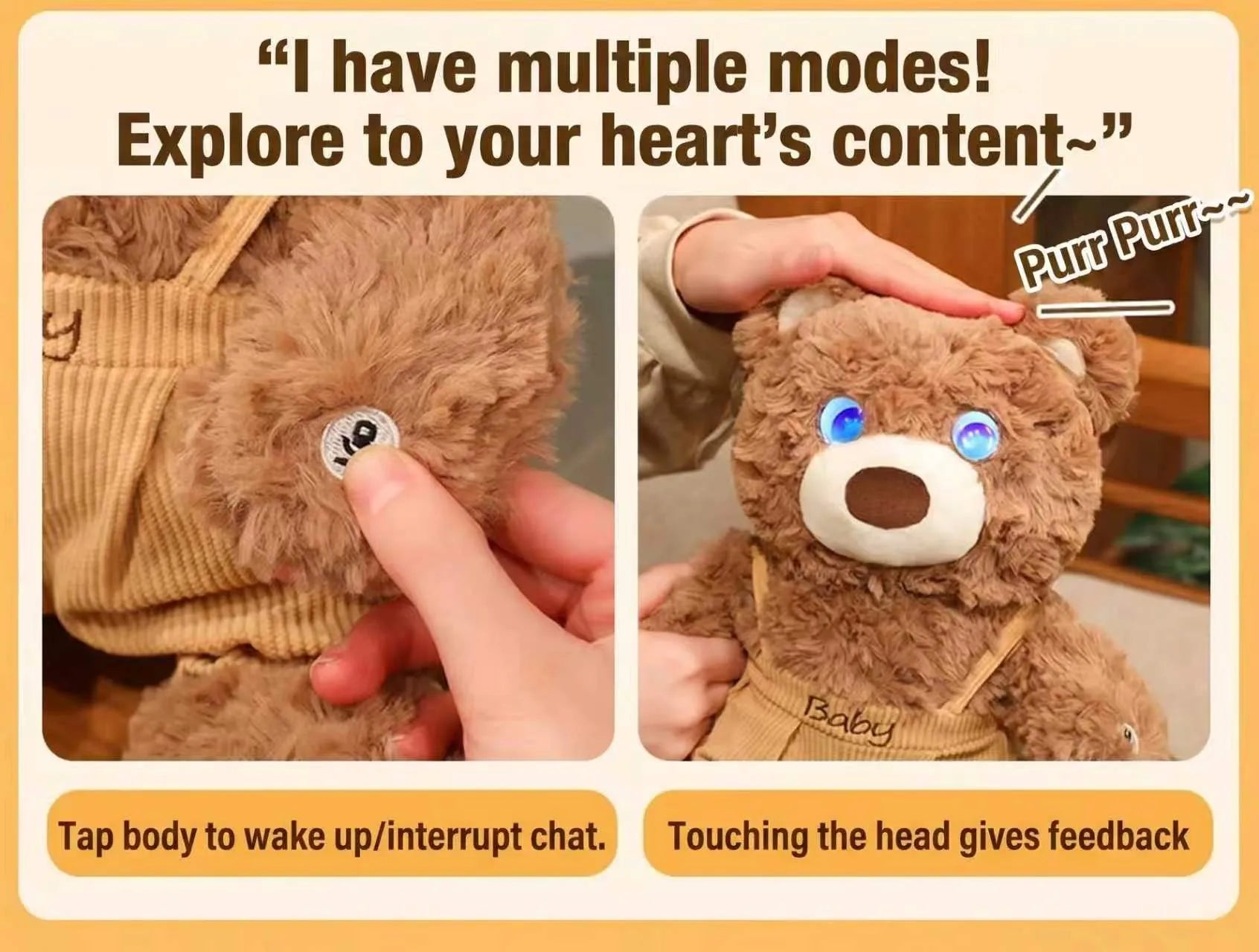Cute AI Overall Bear Plush Toy