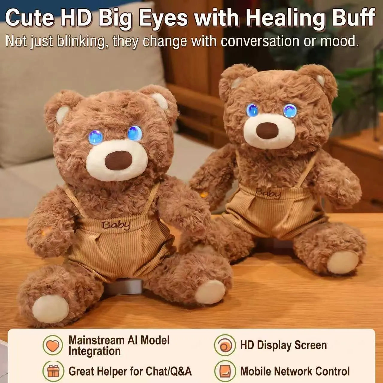 Cute AI Overall Bear Plush Toy
