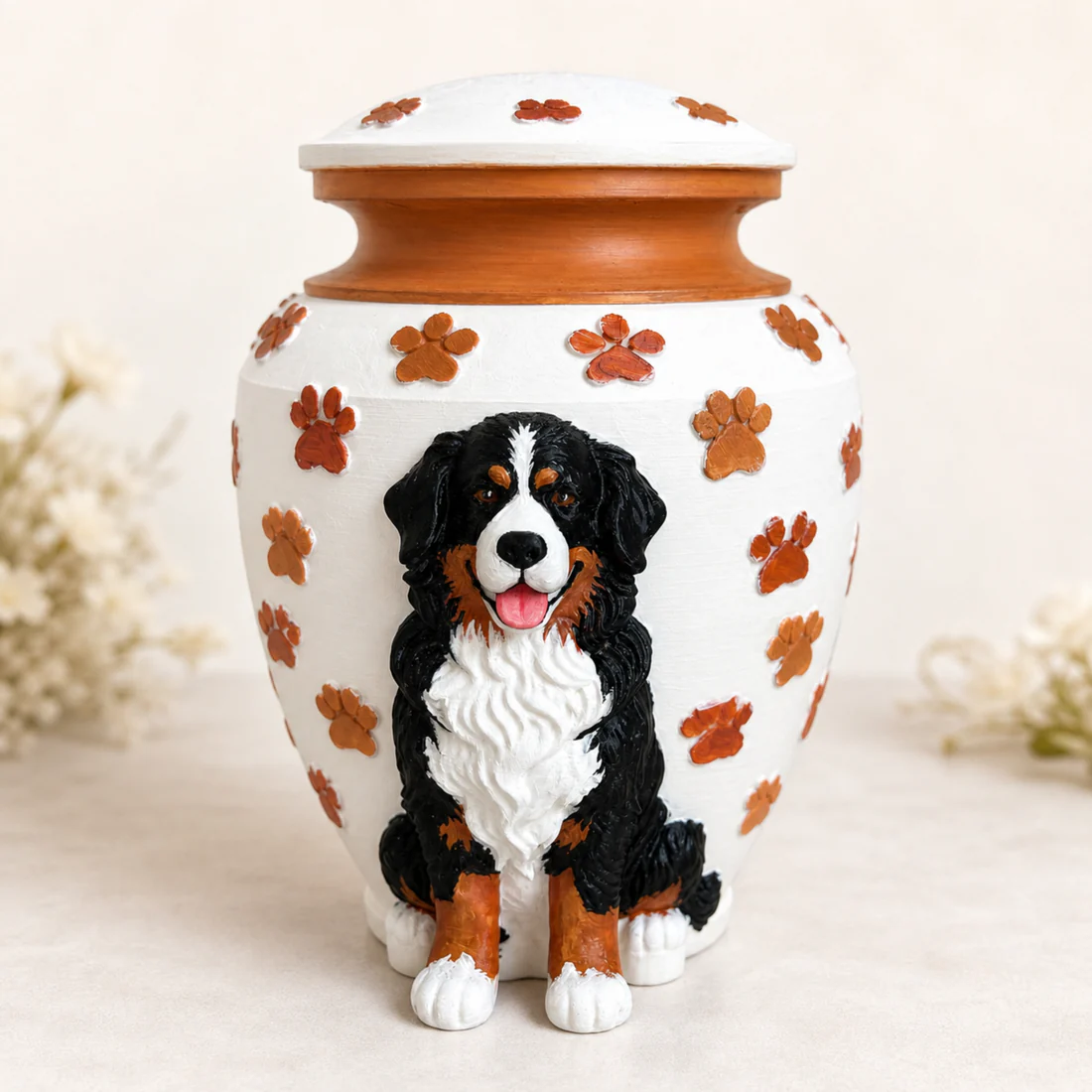 Personalized Pet Urn With Custom Statue Hand Painted Dog Cat Memorial Keepsake Ashes Bag