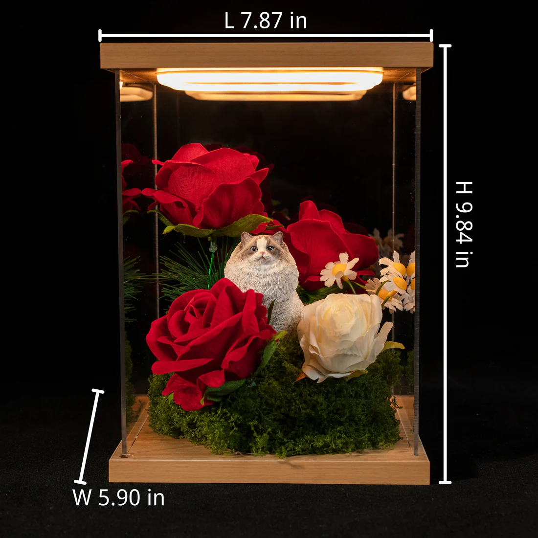 Custom Cat Figurine With Flower Box For Girlfriend Gift-Custom Cat Statue In Flower House For Parents Gift